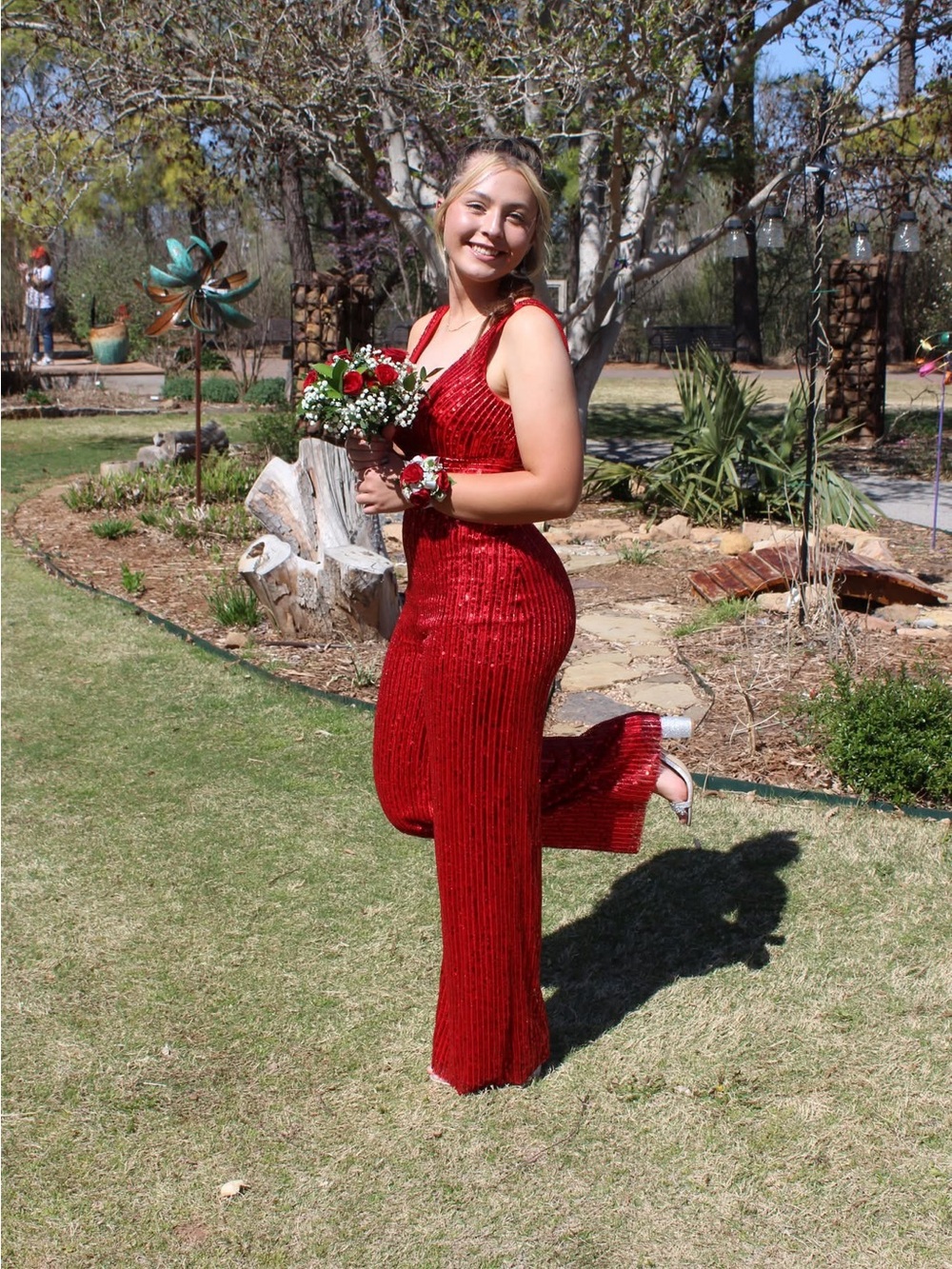 Tiffany Designs Red Sequin Jumpsuit